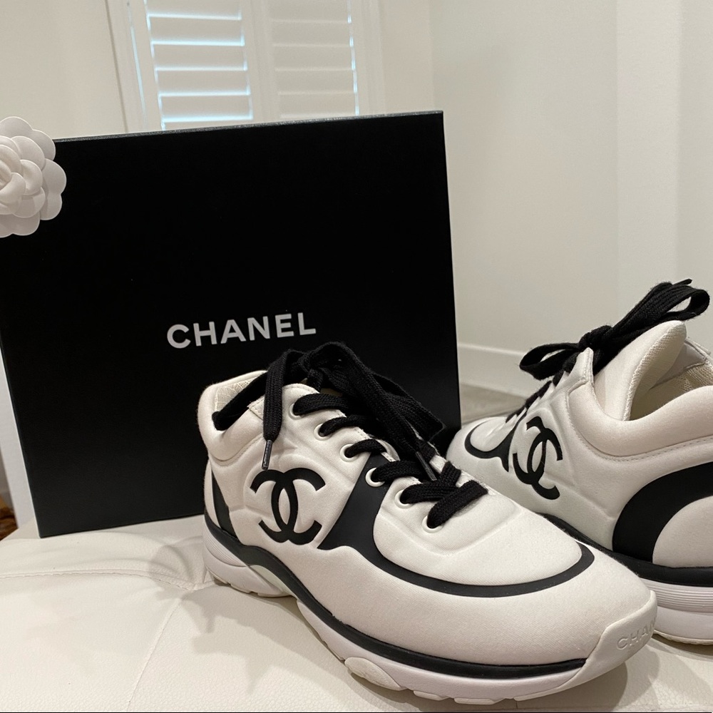 Chanel Logo Sneakers  black & white
